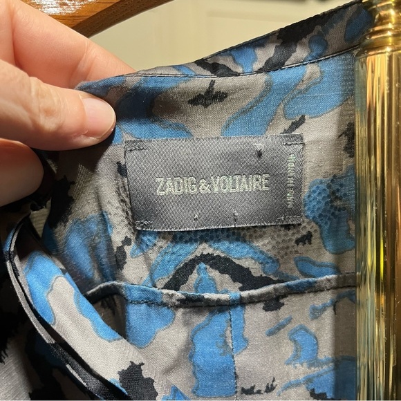 ZADIG & VOLTAIRE ~ Raita Leo Print Shirt Dress with Single Button Pop Over Style - Picture 8 of 12